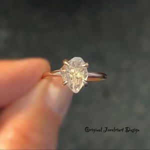 Solid 14k Gold Herkimer Diamond Ring.